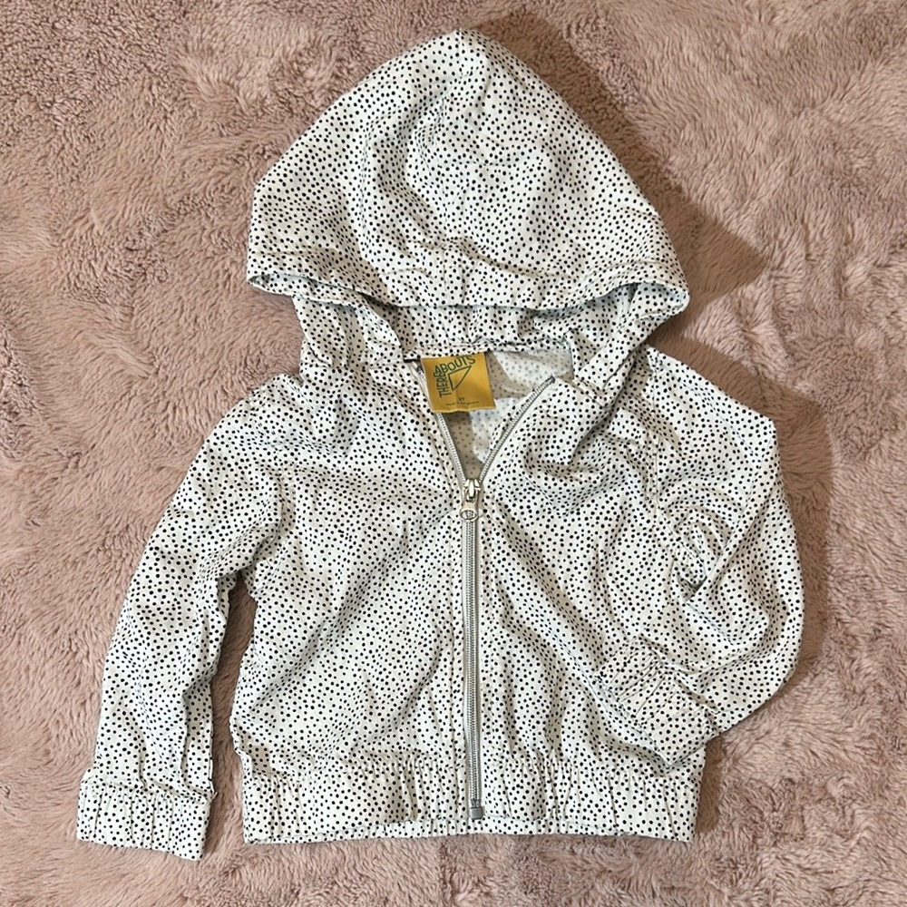 NWOT White Polka Dot Hooded Jacket 2t